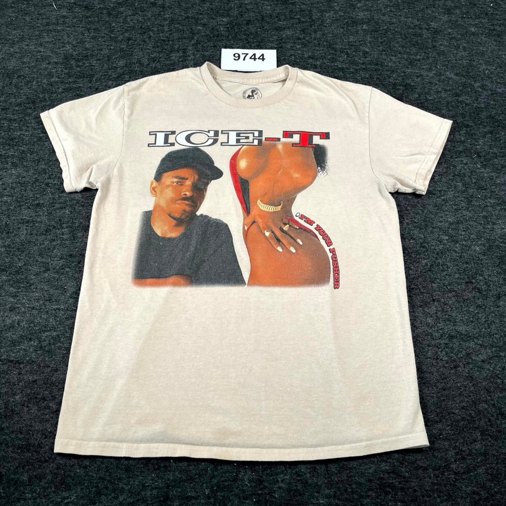 Goodie Two Sleeves T Shirt Mens Medium Beige Ice T Rap Graphic Print Crew Neck